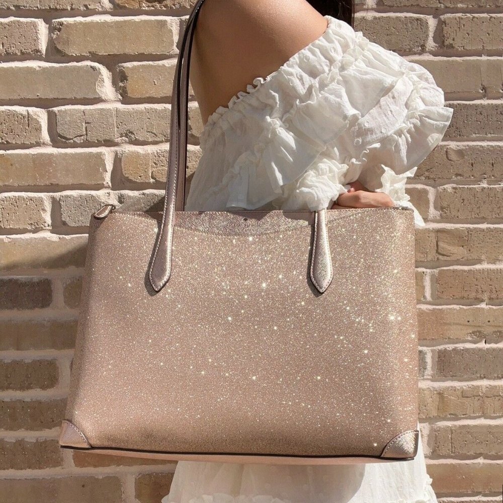 Kate Spade Top Zip Tote Shoulder Bag Glitter - Picture 4 of 8